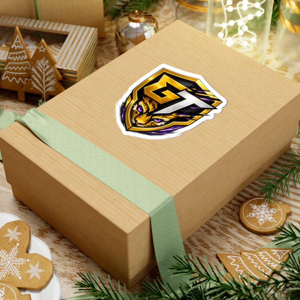 GT Tiger Shield Sticker — Gaming Logo Kiss-Cut Sticker