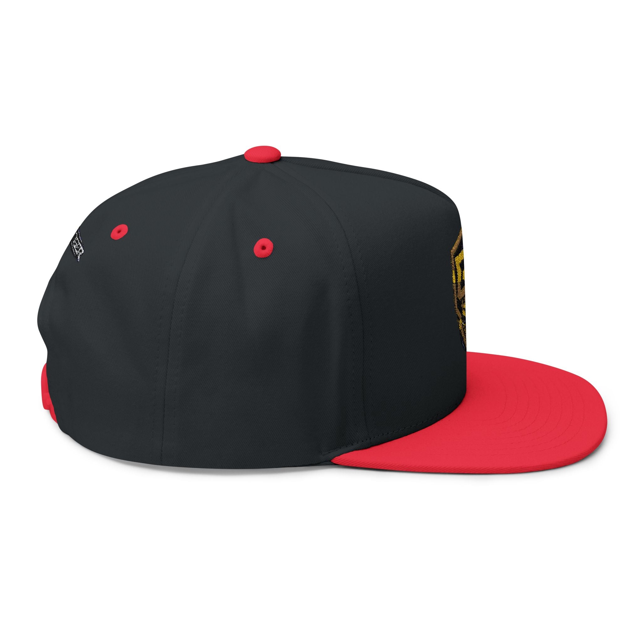 Embroidered GT Shield Flat Bill Cap — Gold Gaming Logo Snapback