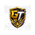 GT Tiger Shield Die-Cut Sticker — Gaming Logo Sticker with Fierce Tiger Emblem