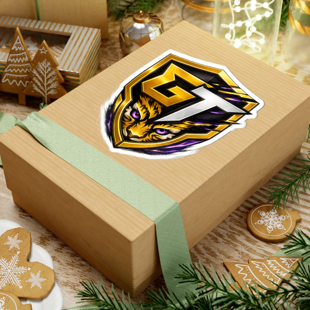 GT Tiger Shield Sticker — Gaming Logo Kiss-Cut Sticker