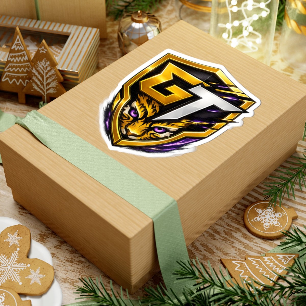 GT Tiger Shield Sticker — Gaming Logo Kiss-Cut Sticker