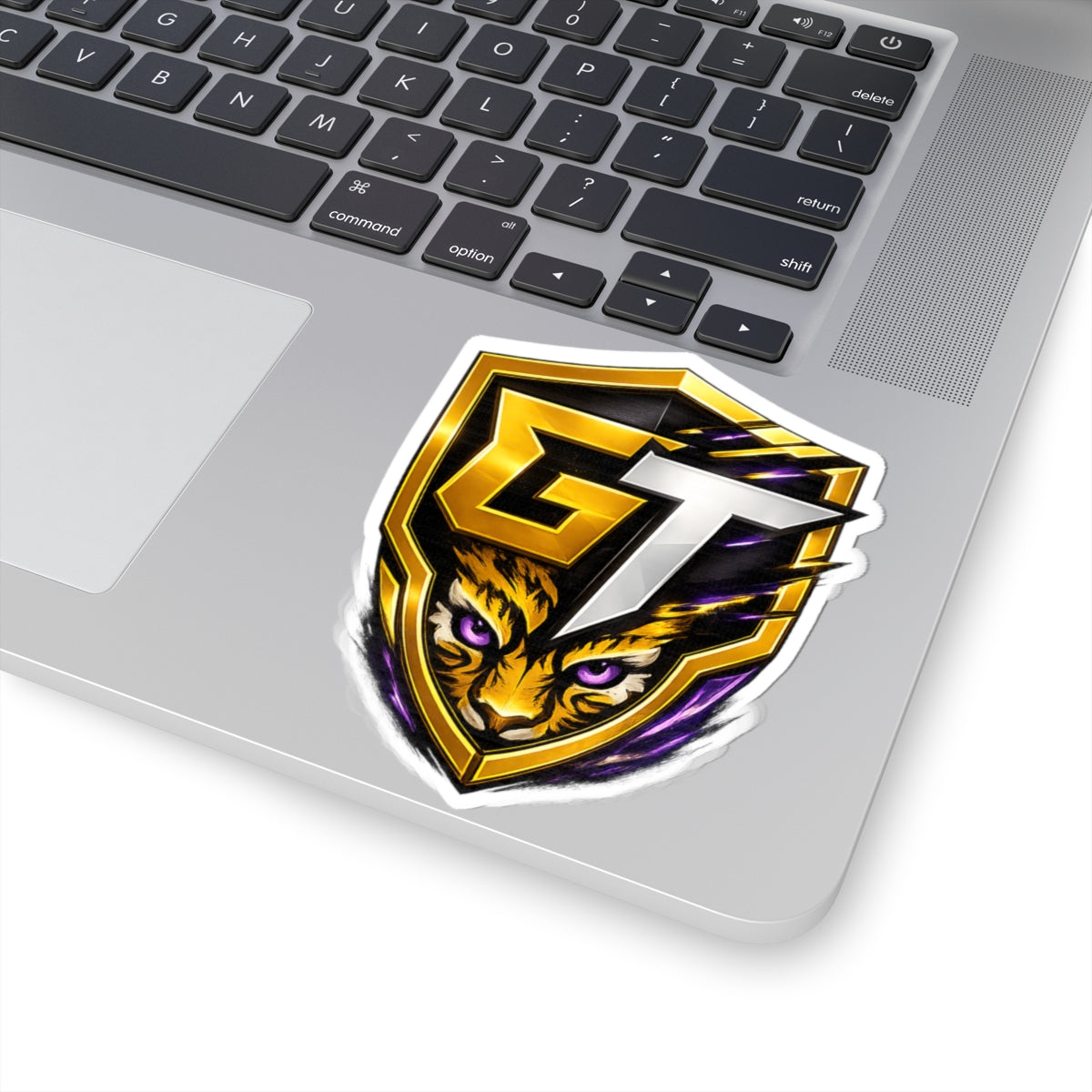 GT Tiger Shield Sticker — Gaming Logo Kiss-Cut Sticker