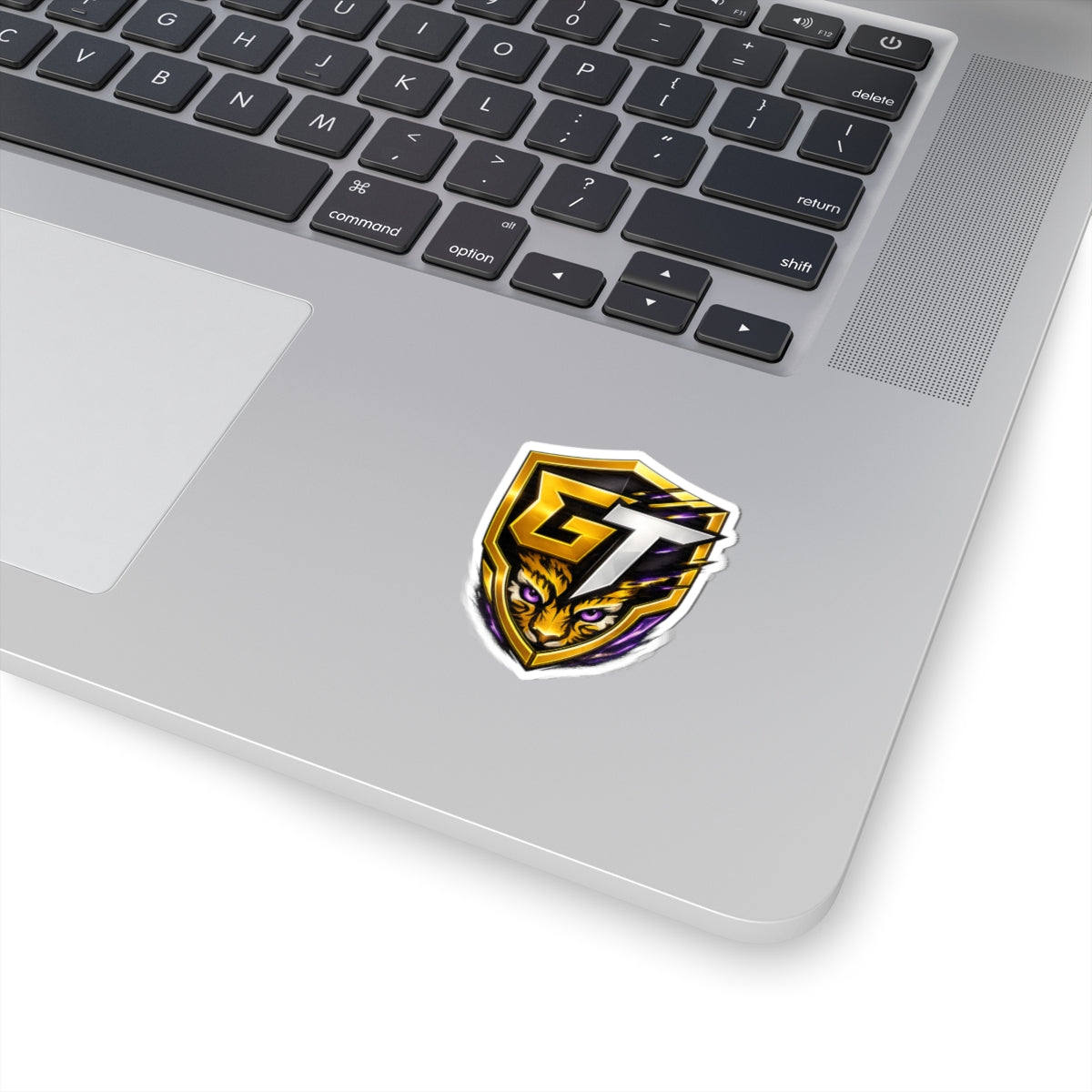 GT Tiger Shield Sticker — Gaming Logo Kiss-Cut Sticker