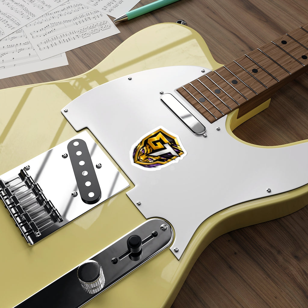 GT Tiger Shield Die-Cut Sticker — Gaming Logo Sticker with Fierce Tiger Emblem