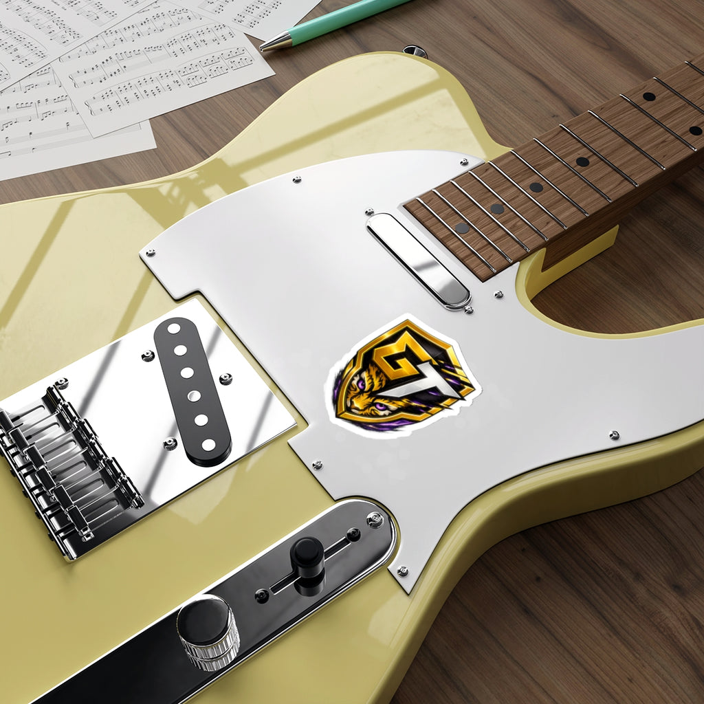 GT Tiger Shield Die-Cut Sticker — Gaming Logo Sticker with Fierce Tiger Emblem