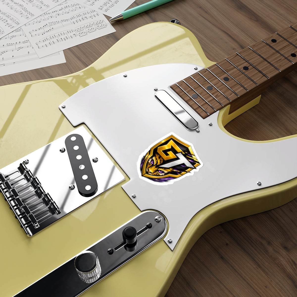 GT Tiger Shield Die-Cut Sticker — Gaming Logo Sticker with Fierce Tiger Emblem