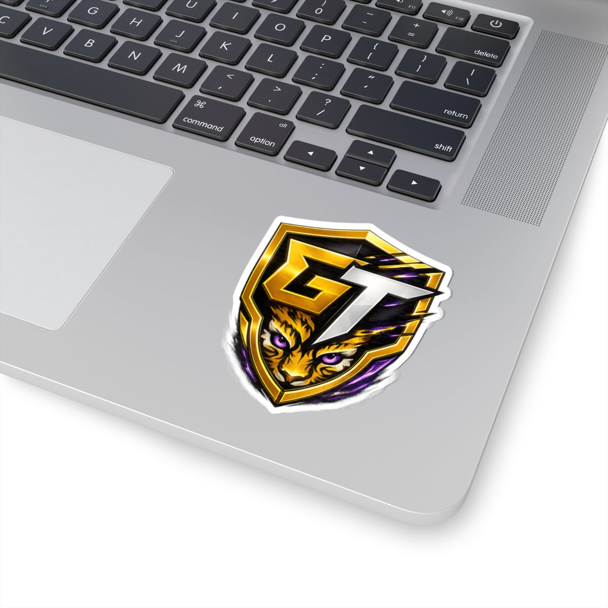 GT Tiger Shield Sticker — Gaming Logo Kiss-Cut Sticker