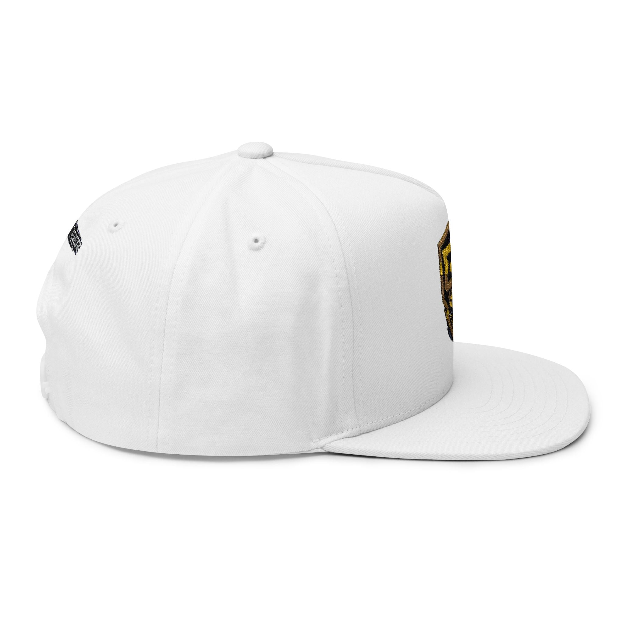 Embroidered GT Shield Flat Bill Cap — Gold Gaming Logo Snapback
