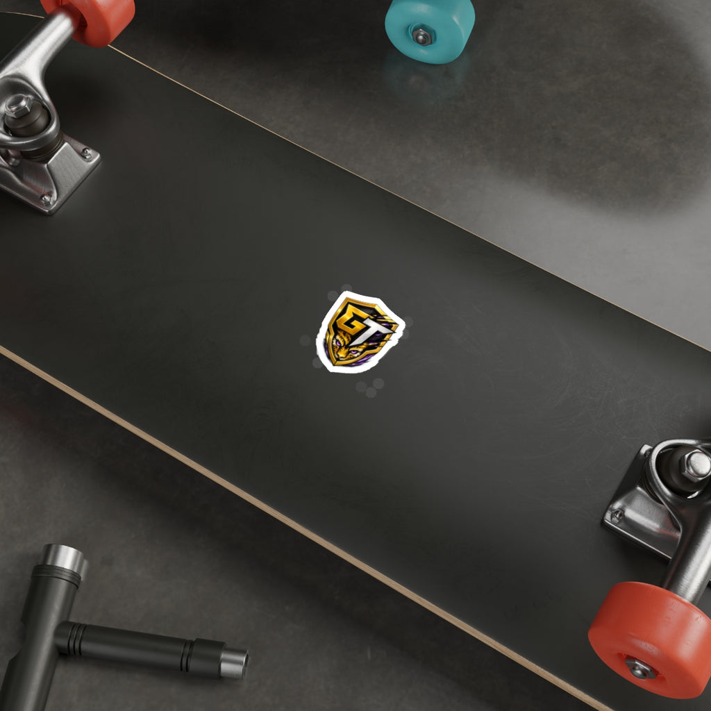 GT Tiger Shield Die-Cut Sticker — Gaming Logo Sticker with Fierce Tiger Emblem