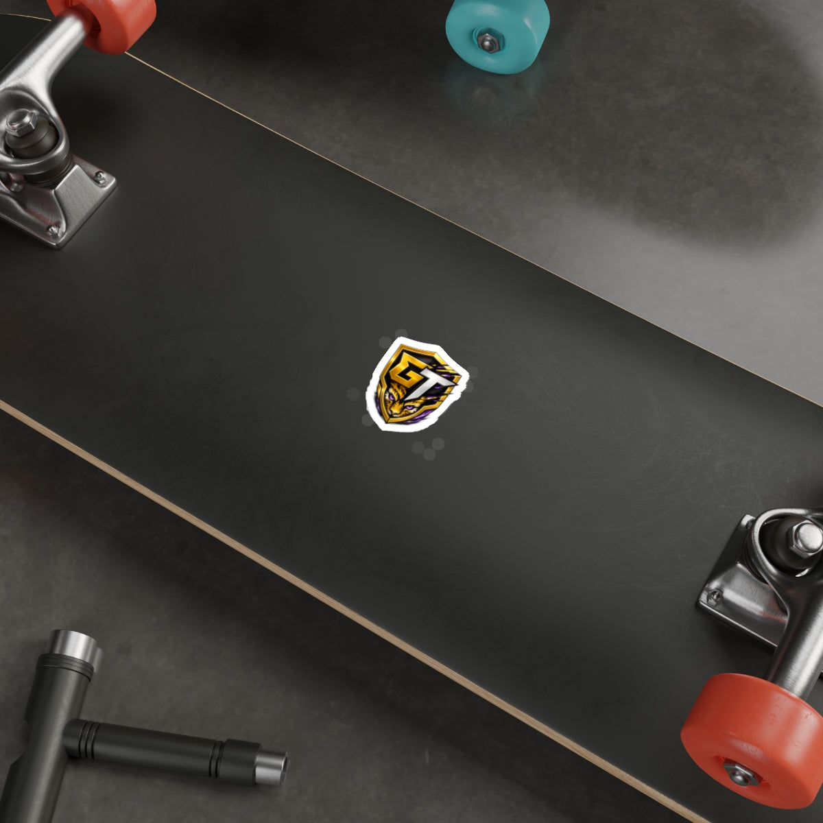 GT Tiger Shield Die-Cut Sticker — Gaming Logo Sticker with Fierce Tiger Emblem