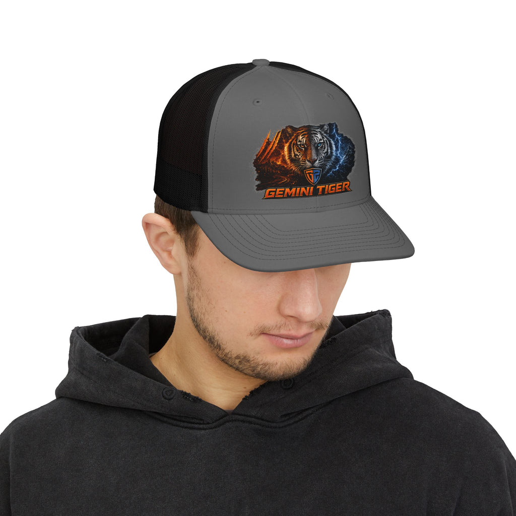 Gemini Tiger Snapback Trucker Hat — Dual-Element Tiger Design