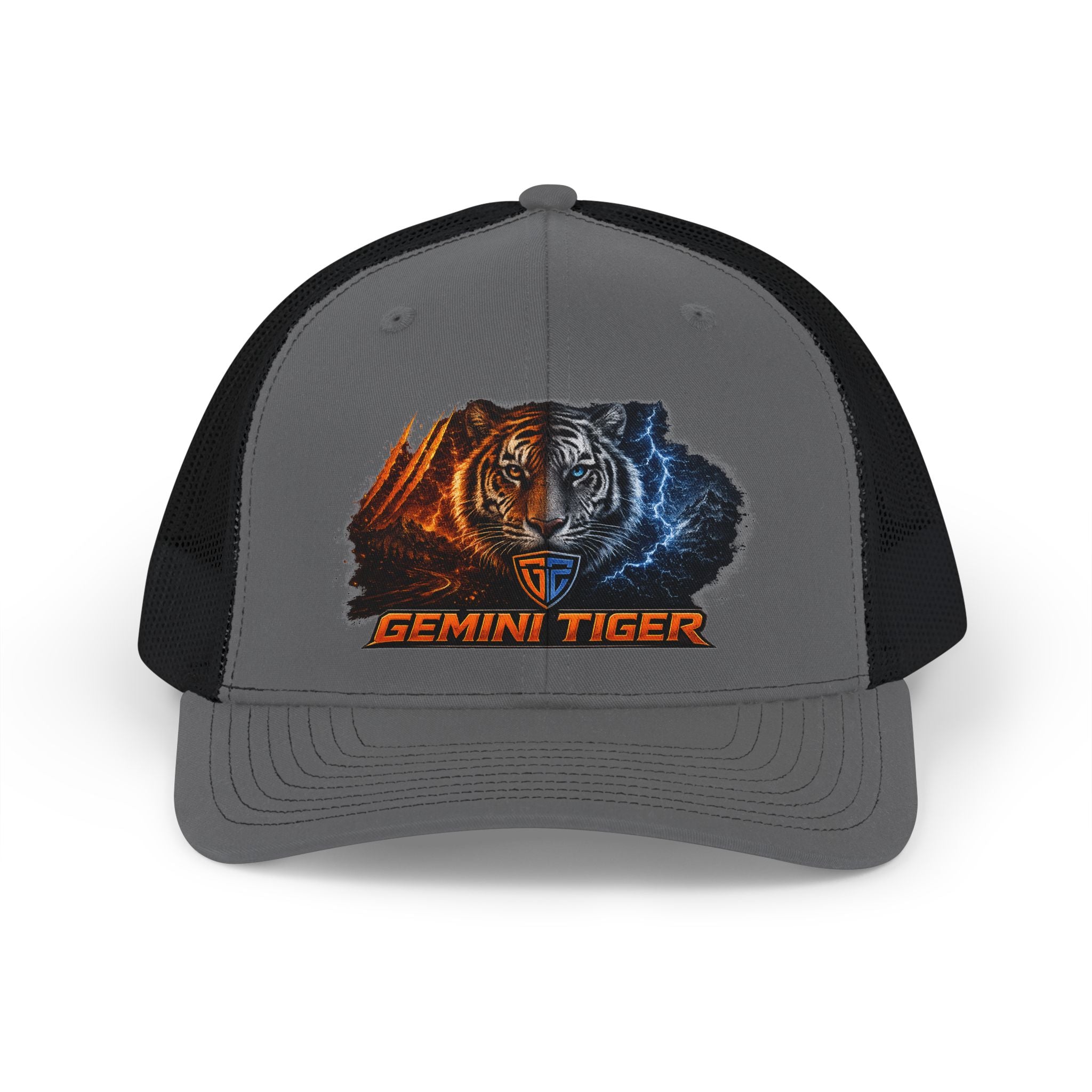Gemini Tiger Snapback Trucker Hat — Dual-Element Tiger Design