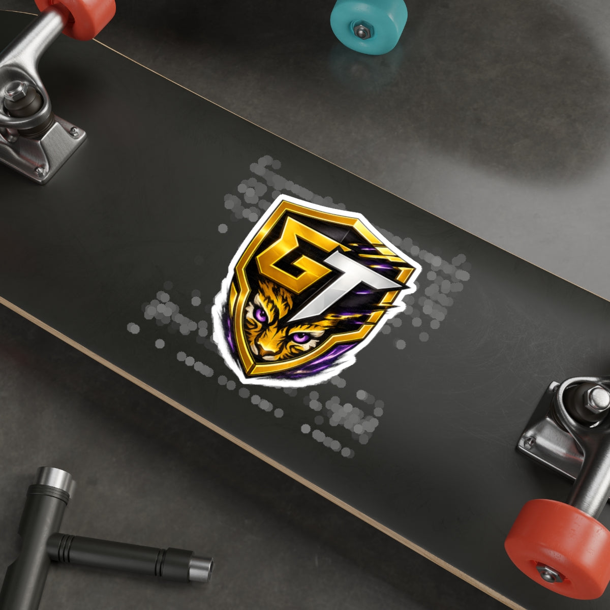 GT Tiger Shield Die-Cut Sticker — Gaming Logo Sticker with Fierce Tiger Emblem
