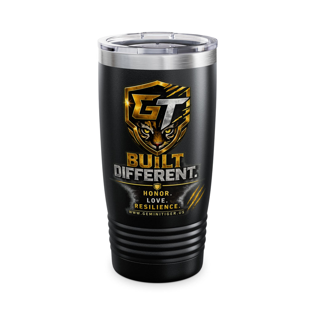 20oz Ringneck Tumbler – "Built Different" Gold Shield Thermal Travel Mug
