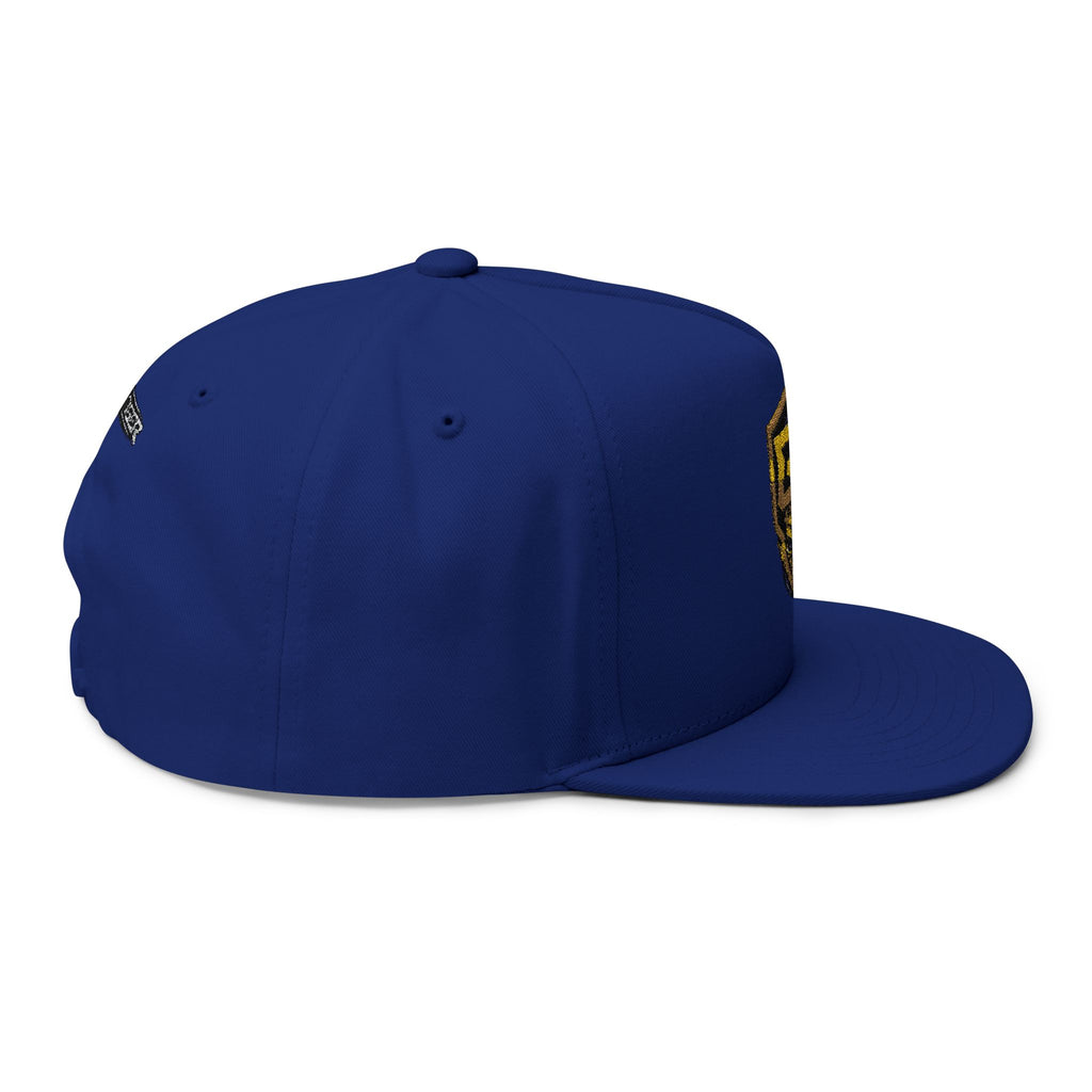 Embroidered GT Shield Flat Bill Cap — Gold Gaming Logo Snapback