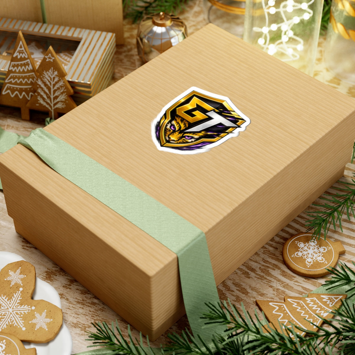 GT Tiger Shield Sticker — Gaming Logo Kiss-Cut Sticker