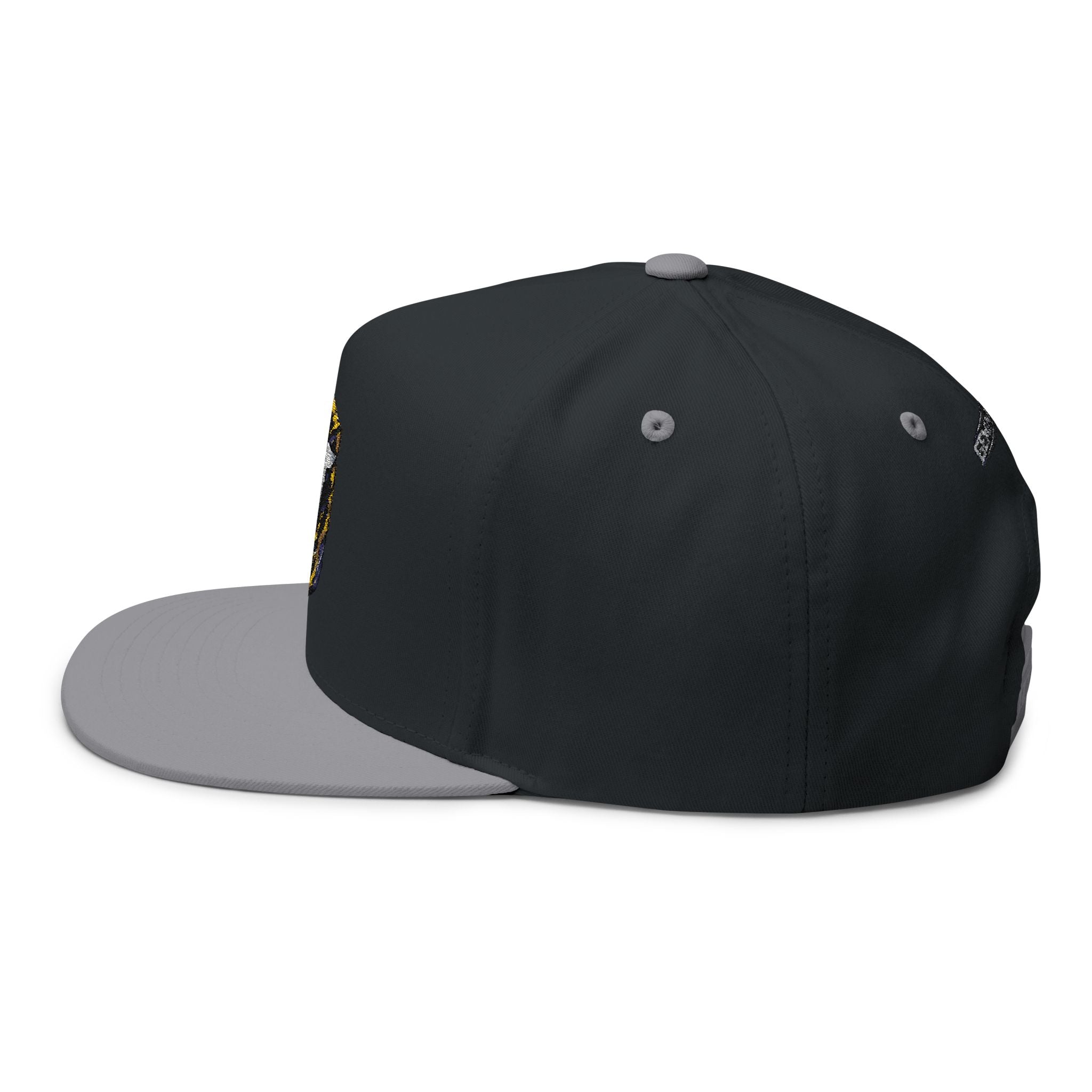 Embroidered GT Shield Flat Bill Cap — Gold Gaming Logo Snapback