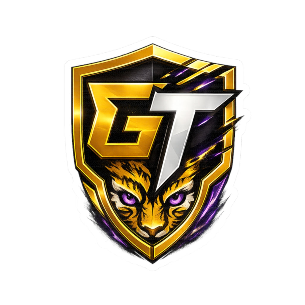 GT Tiger Shield Sticker — Gaming Logo Kiss-Cut Sticker
