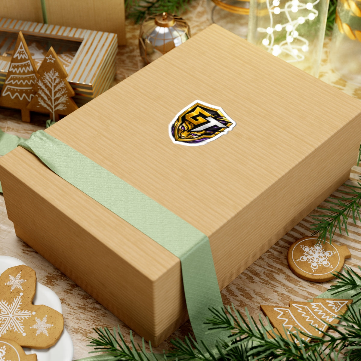 GT Tiger Shield Sticker — Gaming Logo Kiss-Cut Sticker