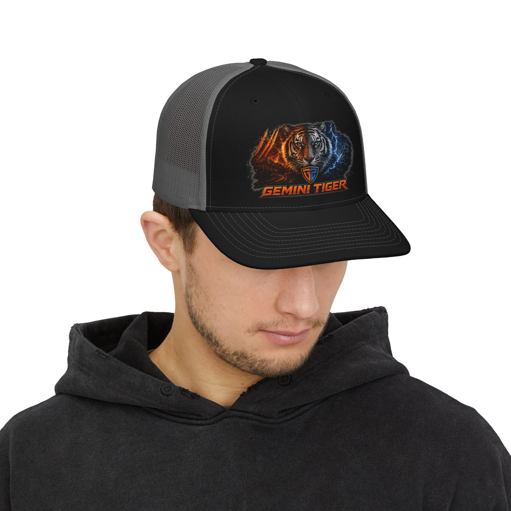 Gemini Tiger Snapback Trucker Hat — Dual-Element Tiger Design