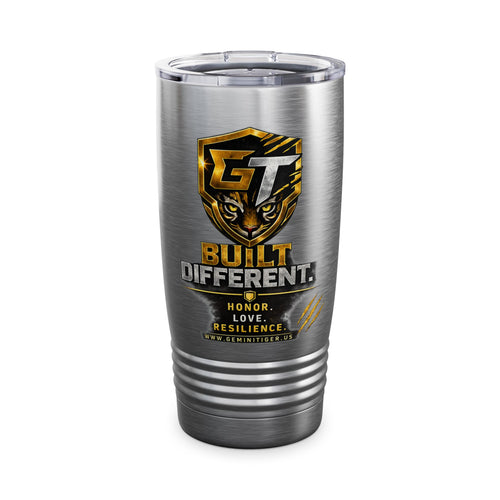 20oz Ringneck Tumbler – "Built Different" Gold Shield Thermal Travel Mug